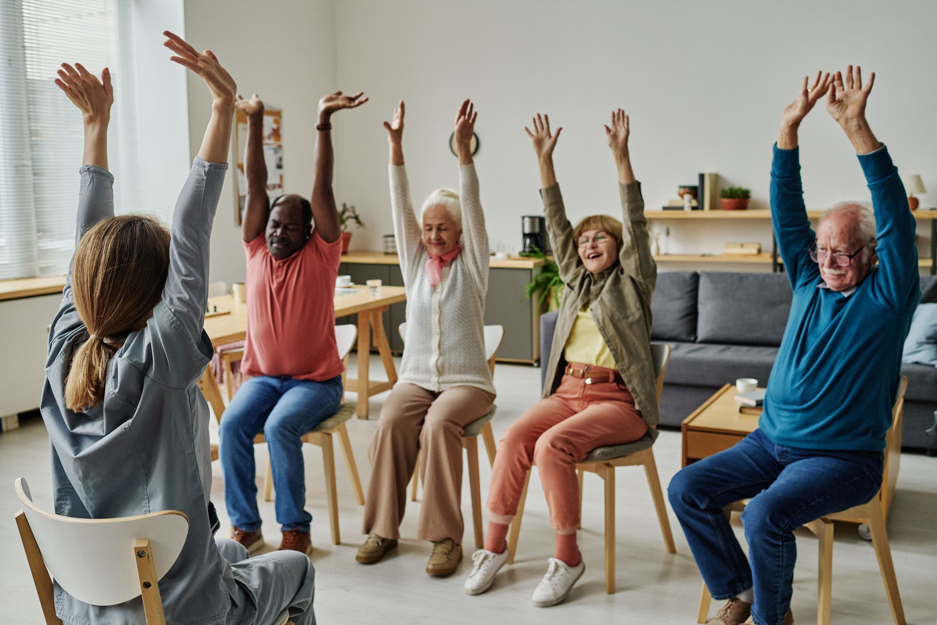 Senior people exercising in the morning