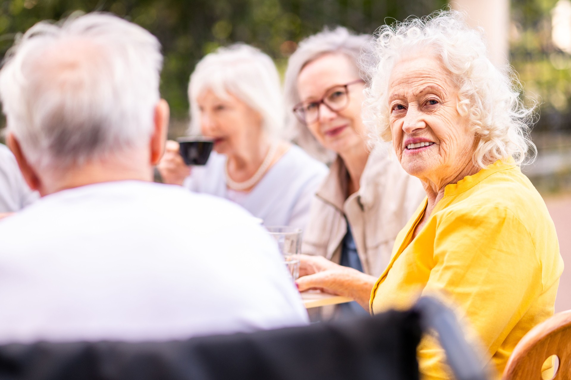 Group of seniors people bonding at the bar cafeteria